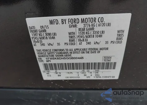 2016 Ford Explorer Xlt from USA, damaged, VIN 1FM5K8DH5GGB00445